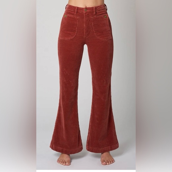 NWT Rust Colored High Waist Corduroy Rollas Wide Leg Pants size 25 - Picture 1 of 12